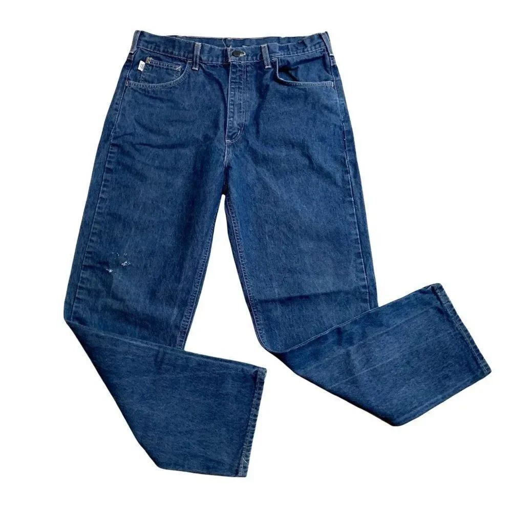 Carhartt Flame Resistant Denim Jeans 36 34 Med Wash Sportex Safety NFPA 2112
